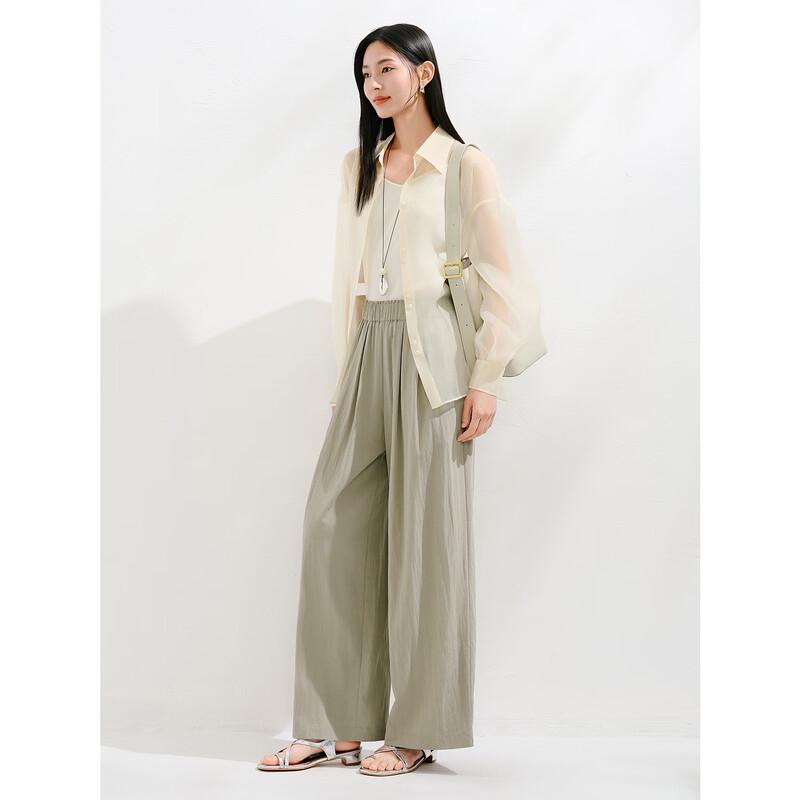 

JOOZZY ANNA KO Women s 2025 Summer Drapey Elastic Waist Loose Straight Leg Pants L
