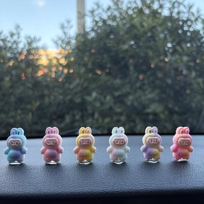 6pcs La Bu Bu Car Decorations, Cute SMT Ornaments for Center Control Screen, Car Interior Supplies