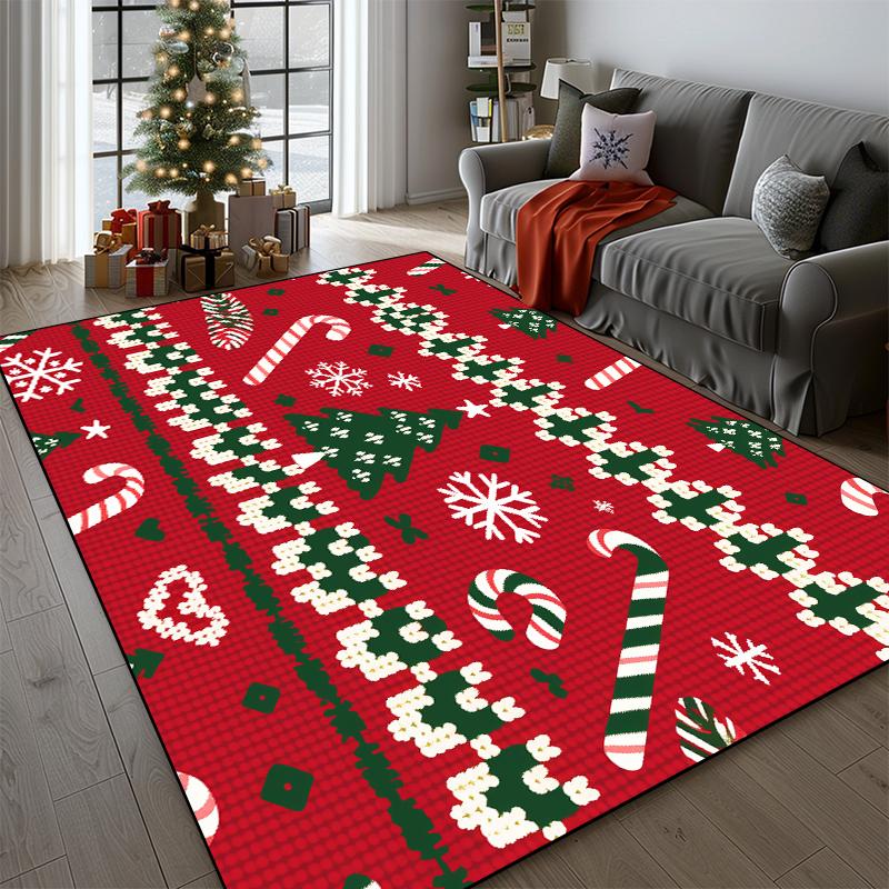 Christmas Tree Carpet for Living Room Decoration Home Rugs Fluffy Soft Bedroom Bedside Floor Mat Non-slip Balcony Lounge Rugs