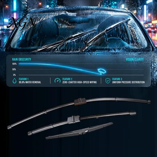 All Weather Wiper Blades 3Pcs/Set Car Kit for Ford Focus 2005-2011, 26/17/14-inch Front Replacement Wipers Rear Kit, Auto Windshield Beam Sun