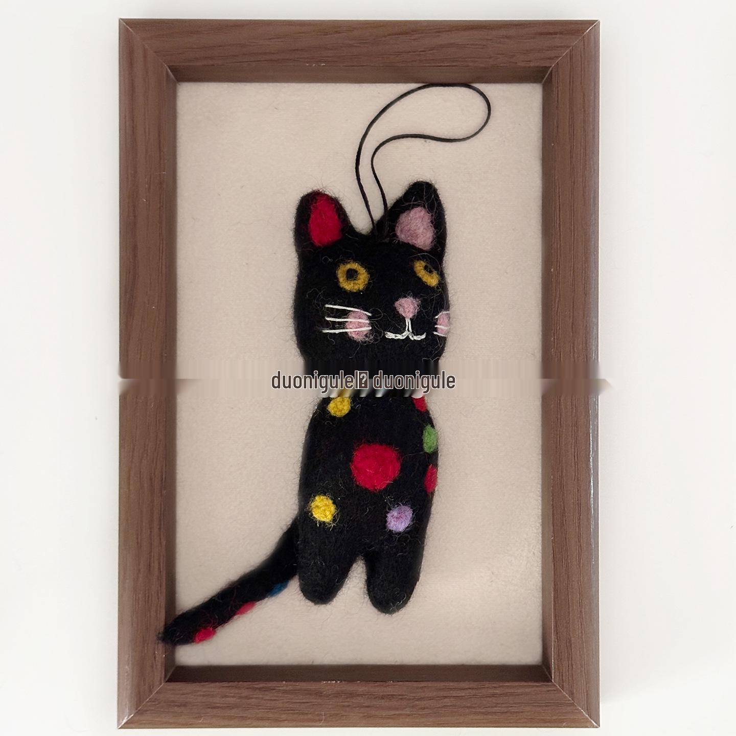 

Nepal Wool Felt Lady Cat Ornament: Handmade Bag Charm Keychain & Car Decoration Gift Main Body Size: ~13cm, Tail Not Included