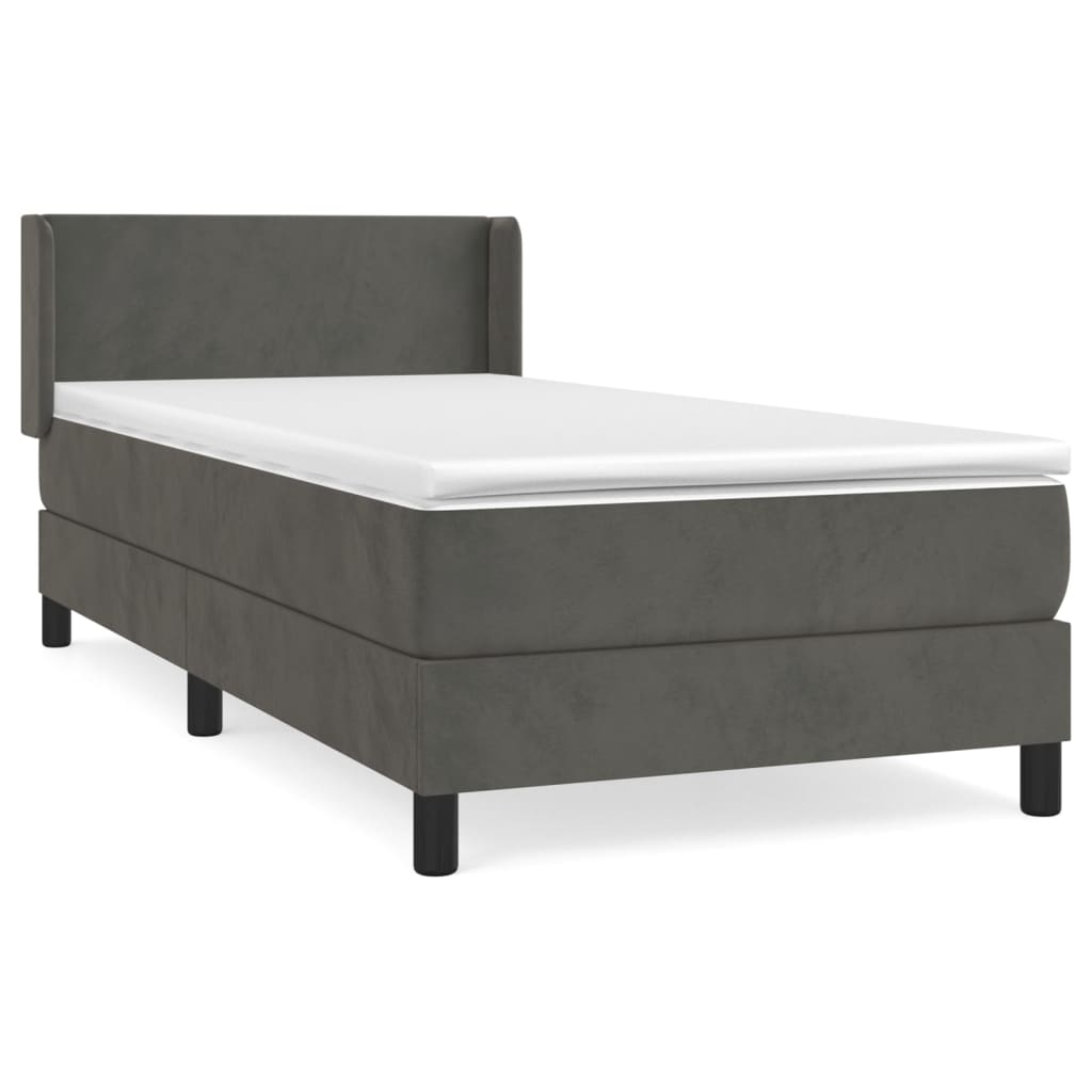 Vidaxl Continental Bed With Mattress, Dark Grey Velvet, 90X190 Cm