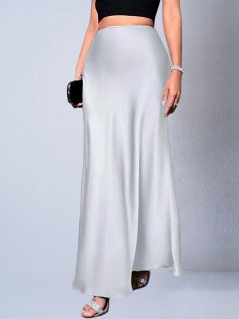European & American Women's Imitation Silk Long Skirt, 2025 Spring/Autumn Collection