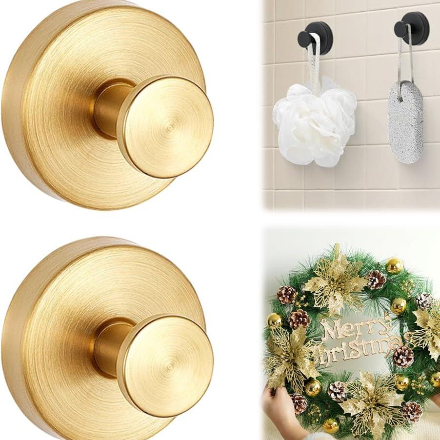 Suction Cup Hooks for Wreaths on Glass, 2025 New Model No-Drill Suction Cup Hooks, Wreath Hangers for Front Doors, Metal Towel Hooks for Showers