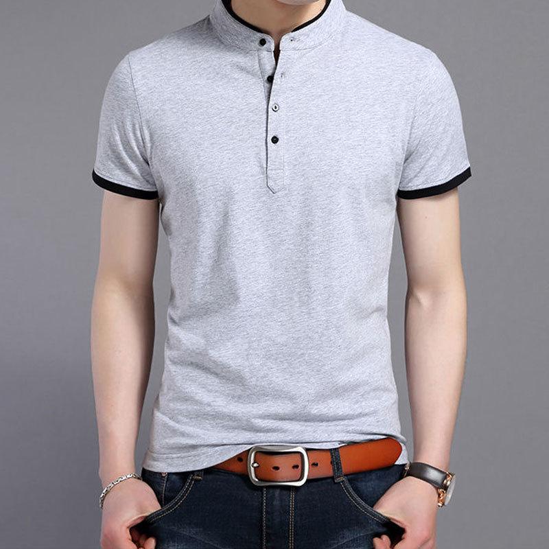 Men's 2022 Summer Xinjiang Cotton Polo Shirt - Short-Sleeved Stand-Up Collar Tee