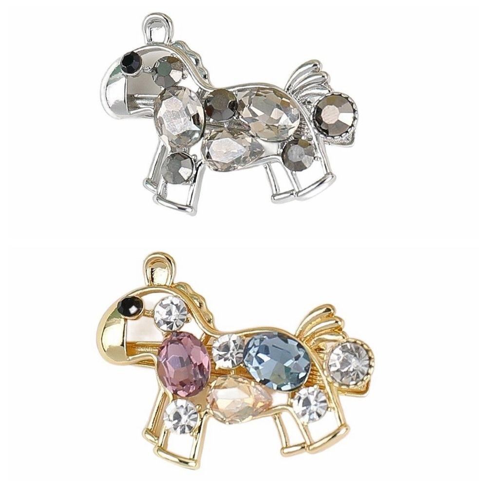 Zinc Zinc Zinc Alloy Horse Hairpin Colored Rhinestone Edge Clip Cartoon Hair Clip  Girls Hair Accessories