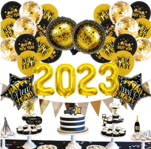 2025 Happy New Year Decorations Wine Bottle Foil Balloons Merry Christmas Decorations Party Confetti Air Ballons New Year EVE