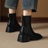 New Women's Leather Plus Size Women's Boots Rubber Sole Middle Heel Comfortable Rear Zipper Middle Tube Boots Autumn and Winter Martin Boots Women's