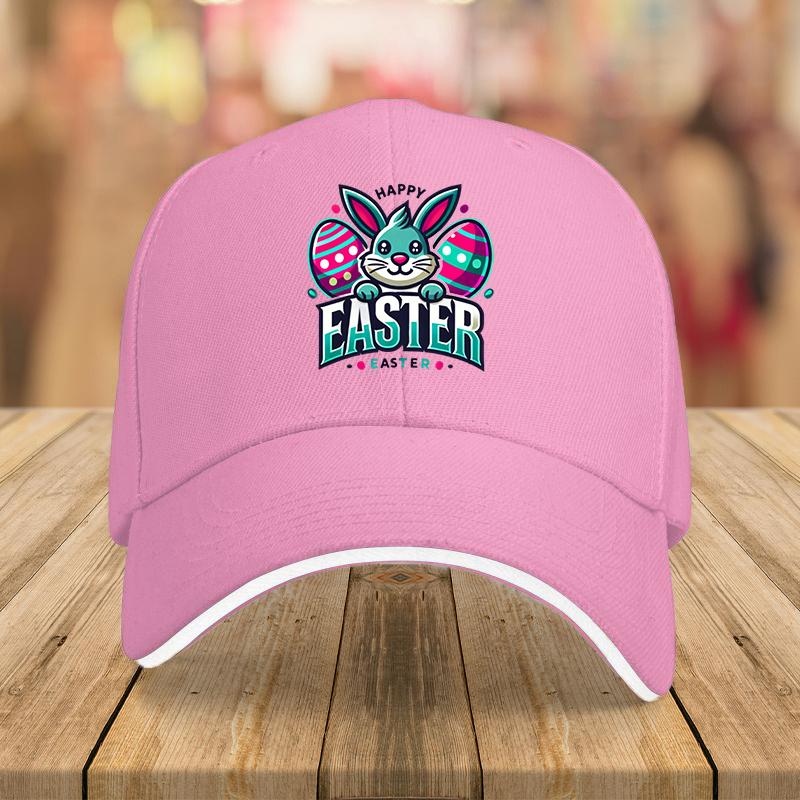 Easter Bunny Eggs Graphic Baseball Cap Polyester Adjustable Casual Outdoor Sports Sun Protection Hat