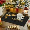 4pcs/6pcs, Christmas Table Mats, Golden Black Xmas Placemats Wipeable, Kitchen Dining Decoration, for Dining, Parties, And Holiday Gatherings Perfect