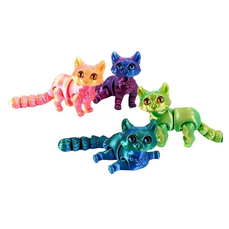 3D Printed Cat Toys, Realistic Hairless Figurines With Movable Joints, Fun Children'S  Year Gifts