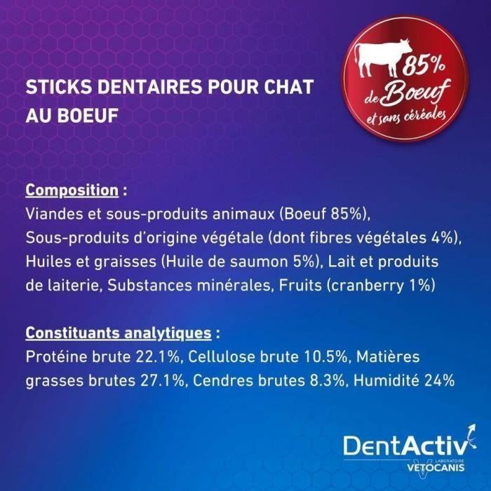 DentActiv - 10 Sticks - VETOCANIS - Oral Hygiene with Beef for Cat