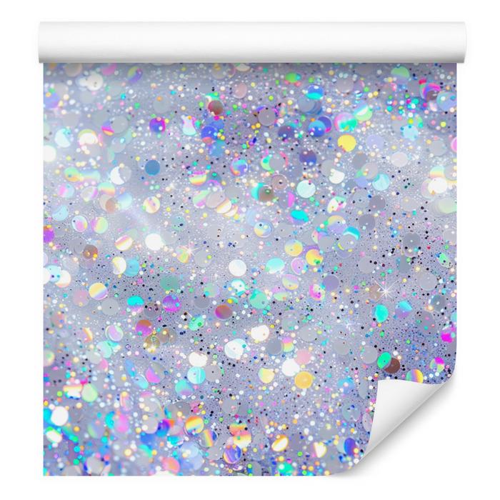 Iridescent glitter wallpaper blue and light gray 50x1000