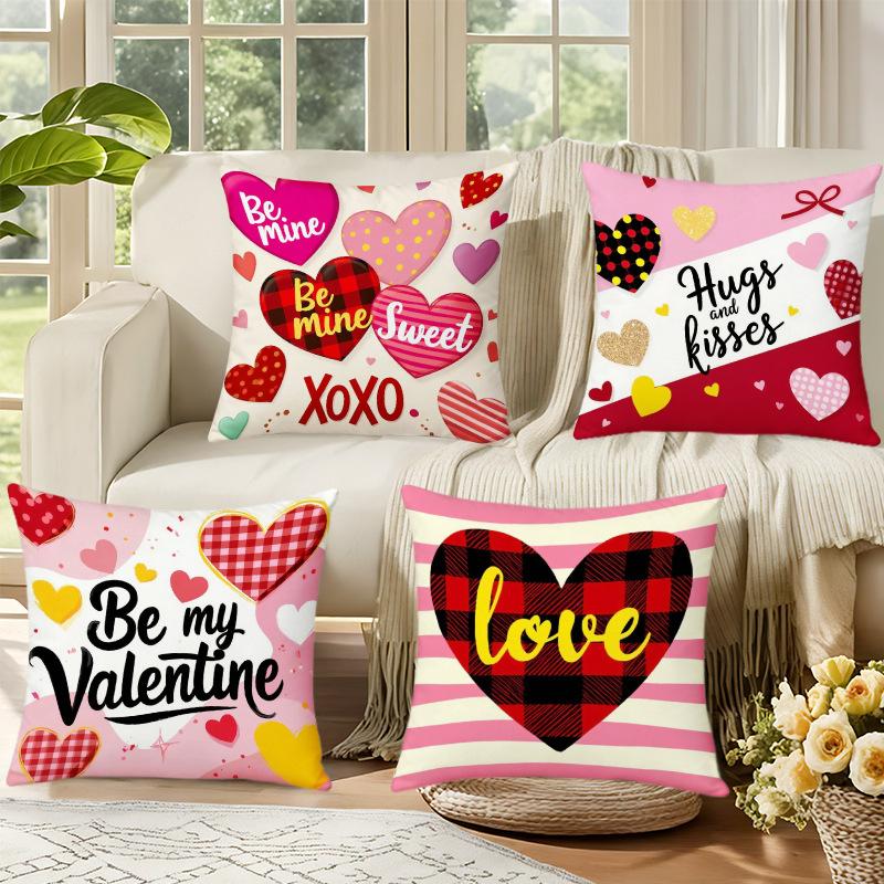 Rosa Valentinstag Festliche Atmosphäre Buchstaben Kissenbezug Heimdekoration Wohnzimmer Sofakissenbezug Leinen Druck