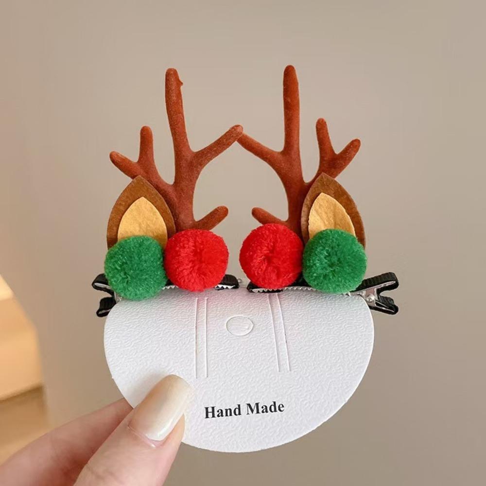 2pcs Assorted Christmas Reindeer Antler Hair Cute Pinecones Mushrooms Festive Accessories Holiday Parties Celebrations Hairpin