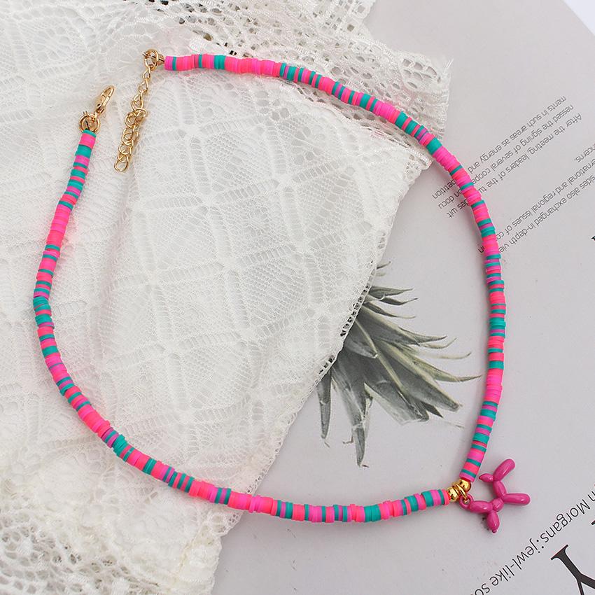 

Korean Fashion Dog Design Necklace Trendy Colorful Polymer Clay Beads Choker Pendant Summer Handmade Beach Boho Femme Jewelry 37cm