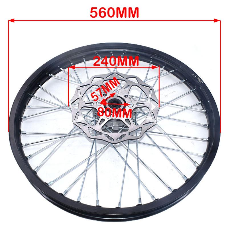 Motorcycle 1.60x21" Inch For Kayo T2 With 240MM Brake Disc Plate Front Rim  21 Inch Aluminum Alloy Wheel Motocross Dirt Pit Bike