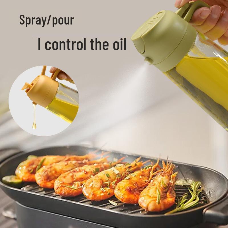 Dual-Use Atomizing Glass Oil Spray & Pour Bottle