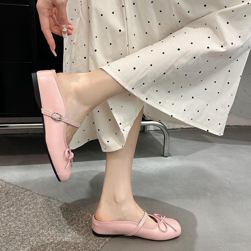 Fashion Summer Women Cover Toe Mules Slippers Fashion Butterfly-knot Slide Ladies Elegant Dress Slip On Shoes
