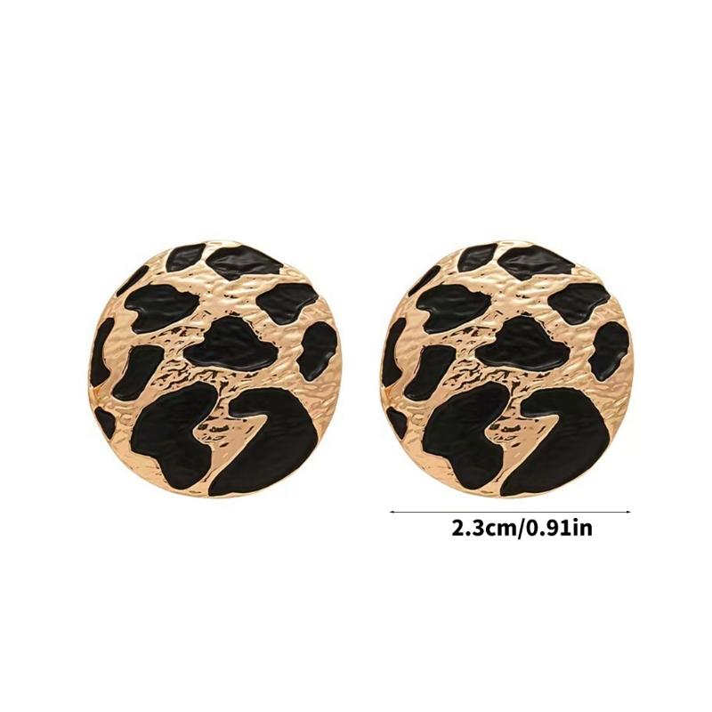 Modern Earrings Leopard Print Round Ear Studs Jewelry Gift For Women And Teens Alloy Metal Construction Ear Accessories
