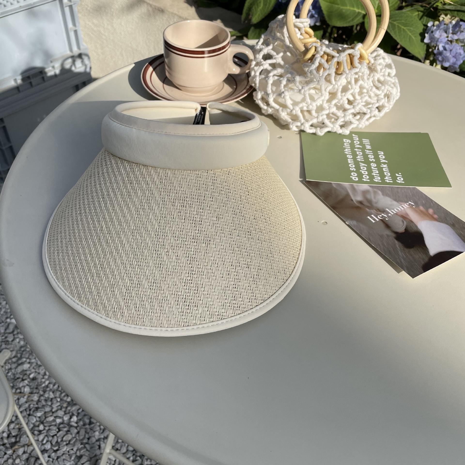 

Grandma Chen, hard top straw empty top hat, big brim sunscreen UV protection sun hat, summer cycling sunscreen hat M(56-58cm)