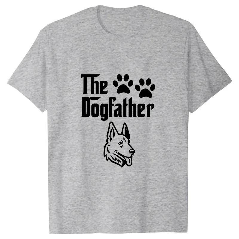 

Забавные футболки The Dogfather для мужчин, футболка с собачьим папой, мужская футболка с немецким овчаркой и папой, летняя футболка большого размера с короткими рукавами XXXL серый