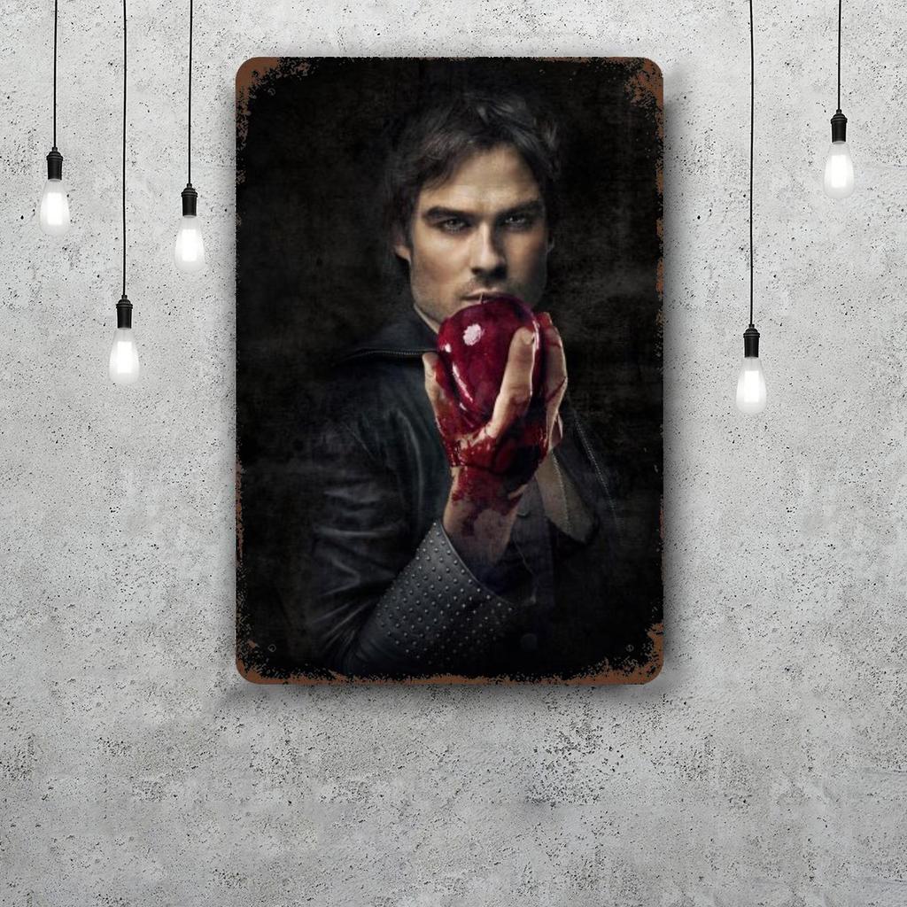 Damon Salvatore Decor Poster Vintage Tin Sign Metal Sign Decorative Plaque for Pub Bar Man Cave Club Wall Decoration