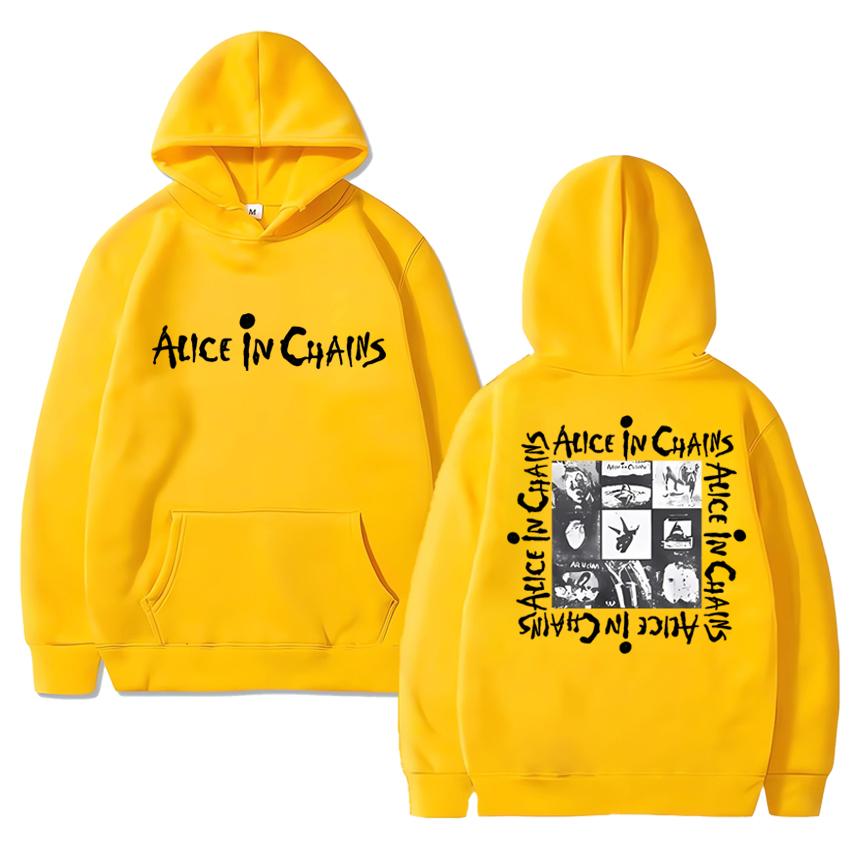 

Гарячий Рок-гурт Alice in Chains Новий Альбом Худі з двостороннім принтом Унісекс вінтажний Флісові светри Чоловіки жінки Повсякденний Светр 3XL жовтий