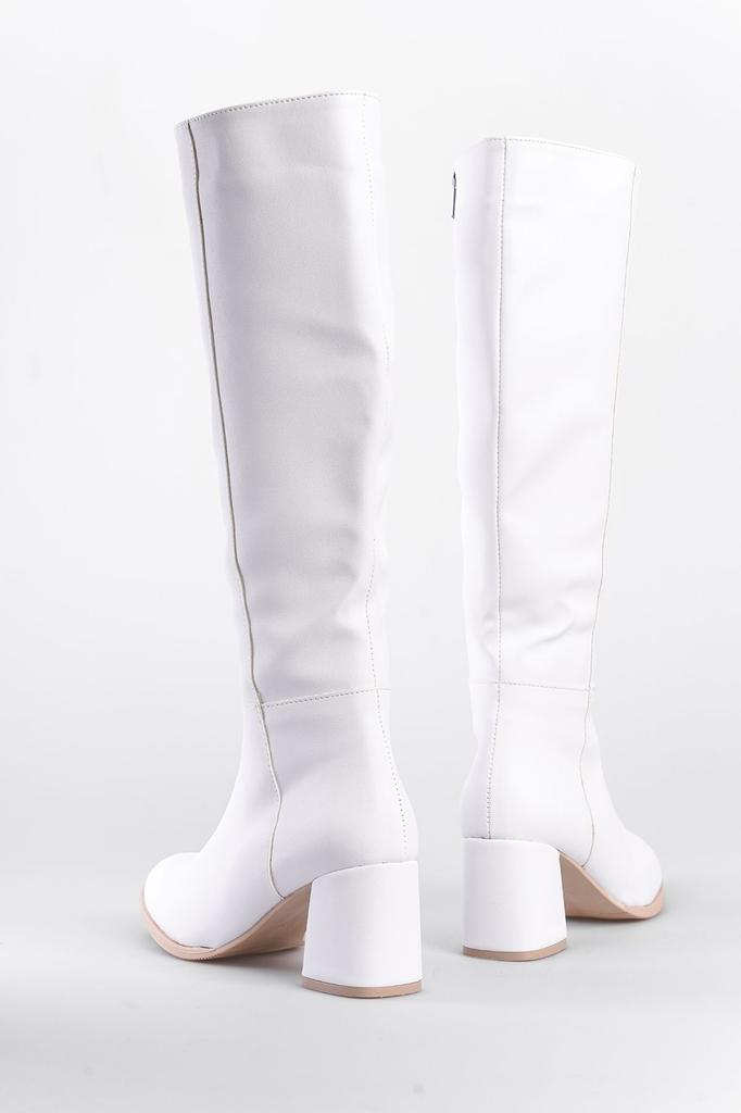 Women Modern Stylish Fashion Boots Boots Faux Leather Oval Toe Side Zipper High Heel Boots
