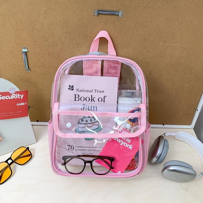 Schoolbag Transparent Backpack Female Korean Version Fashionable Simple Versatile Student Schoolbag Large Capacity Light Commuter Backpack Jelly Bag