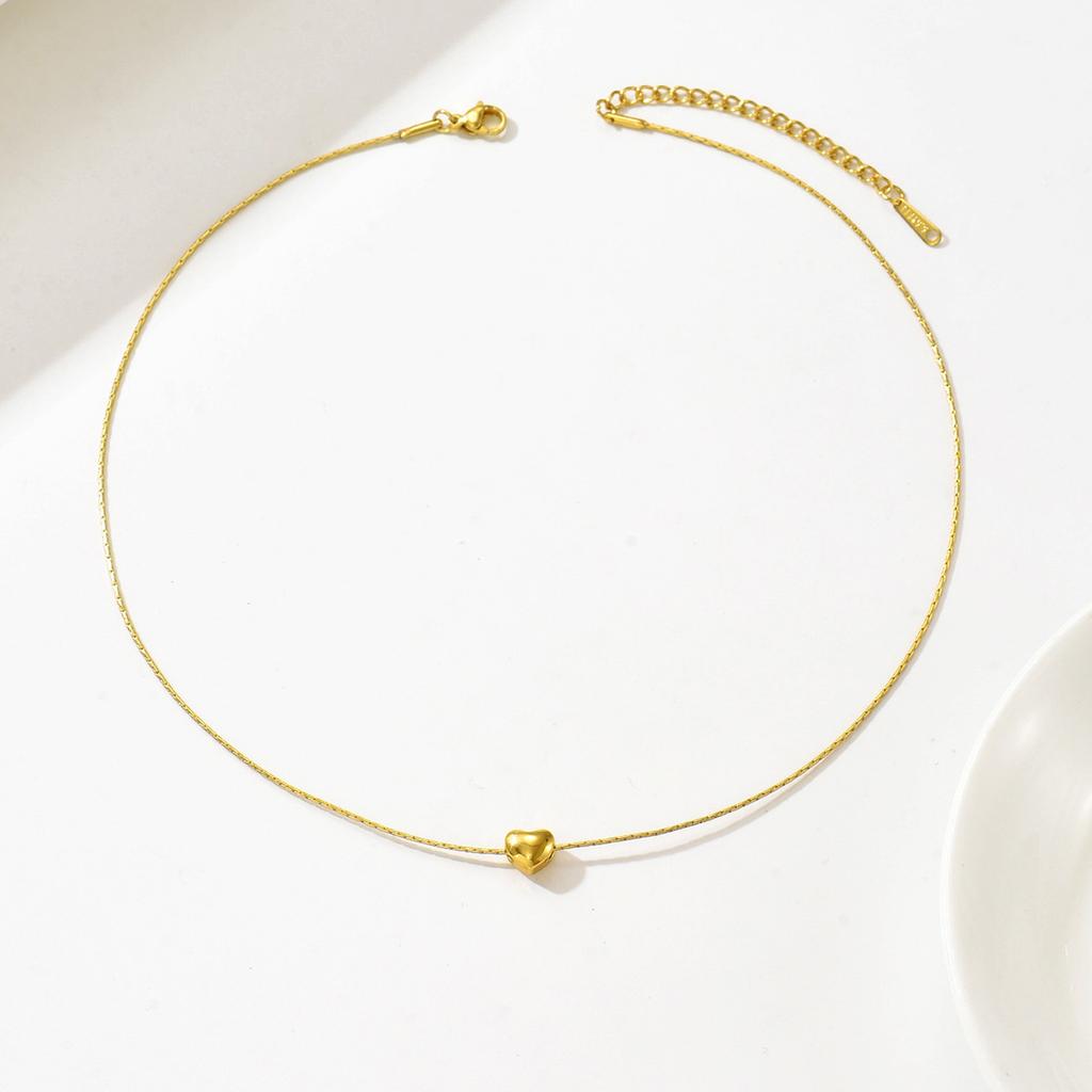 Ins Stainless Steel Heart Clavicle Chain, Minimal Titanium Steel Choker Necklace