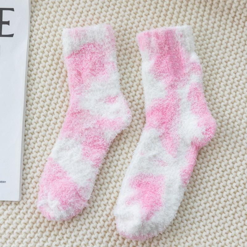 5/10 Pairs Comfortable Casual and Versatile Autumn Winter Solid Color Coral Velvet Socks Thickened Warm Floor Towel Socks Unisex Mid Calf Socks