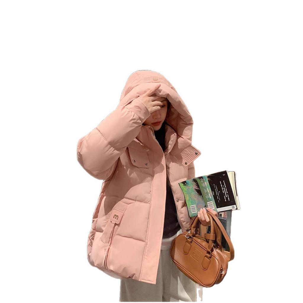 Zimowa z kapturem nowa pogrubiona krótka odzież wyściełana bawełną wersja koreańska odzież wyściełana bawełną luźna ciepła i wiatroodporna kurtka kurtka wyściełana bawełną