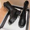 Divat Új Középszárú Női Csizmák Platform Cipők 2025 Téli Divat Bokacsizmák Fűzős Lapos Sportos Sarkú Chelsea Hócsizma Női Cipők