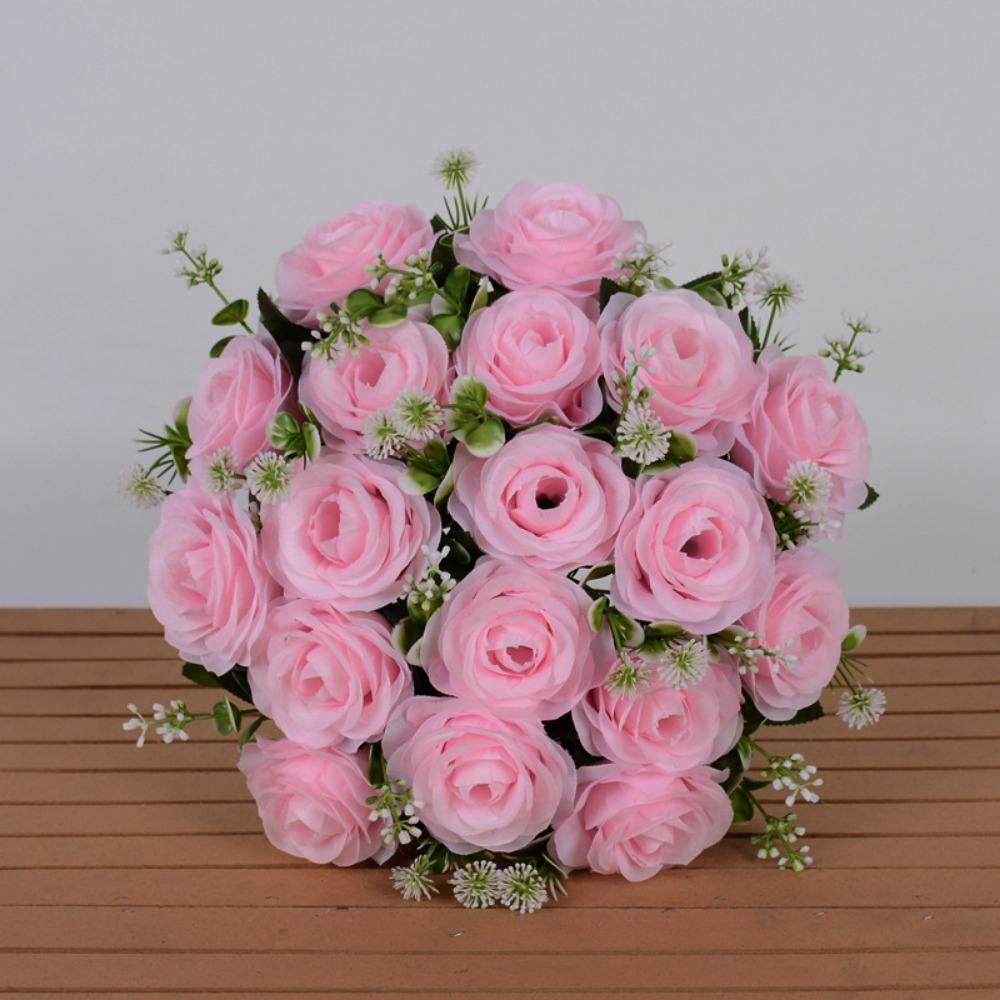 18 Heads Real Happy Flower 6 Colors Mini Natural Simulated Rose Photography Photo Gift Rose Flowers Decorative Home Decorative