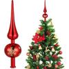 NUOBESTY Red Christmas Tree Topper Glass Finial Tree Topper Small Blown Glass Xmas Finials Vintage Hand- Painted Treetop Christmas Ornaments