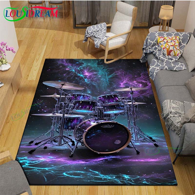 Fashion Music Drum Set Printed Carpet Outdoor Area Rug Non -slip Carpet Bedroom Decor Carpet for Living Room Birthday Gift
