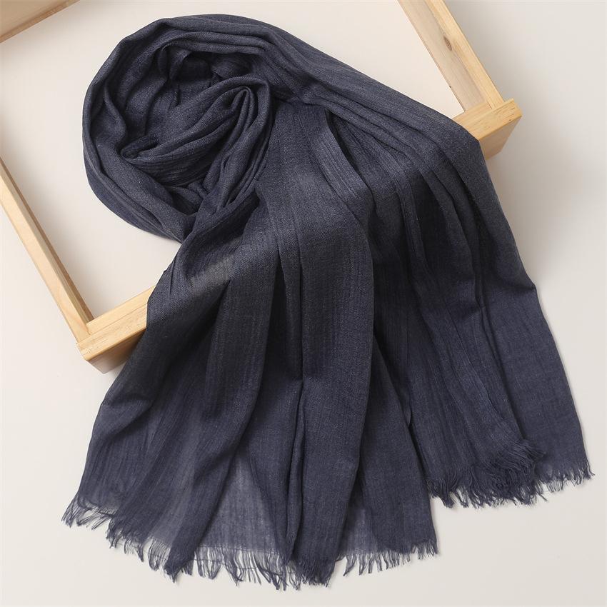 Foreign Trade Silk Scarf Cotton And Linen Headscarf Women'S Spring And Summer Solid Color Japanese And Korean Scarf Sun Protection Warm Shawl Hair