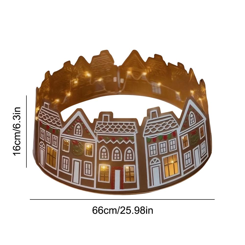 

Юбка для рождественской елки в виде пряничного домика со светодиодными огнями, подставка для рождественской елки, подставка для рождественской елки, подставка для праздничного декора