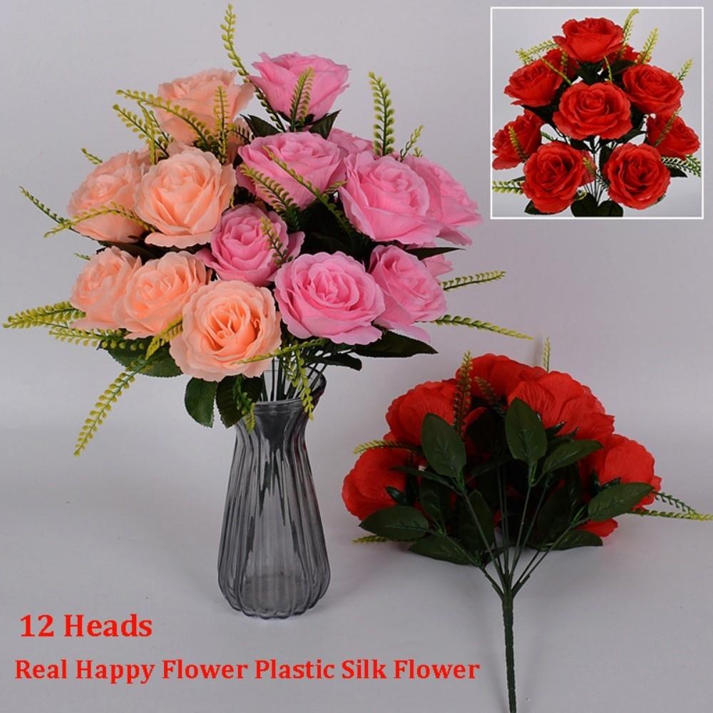 12 Heads Valentine's Day Flowers Mini Crystal Grass Bouquet Real Happy Silk Flower  Home Decorative