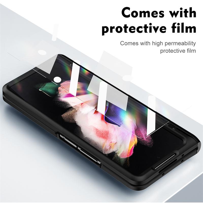 Für Samsung Galaxy Z Fold 5 4 3 2 5G Rüstungs-Scharnier Versteckte Halterung PC-Handyhülle Displayschutzfolie Stoßfester Schutz Case