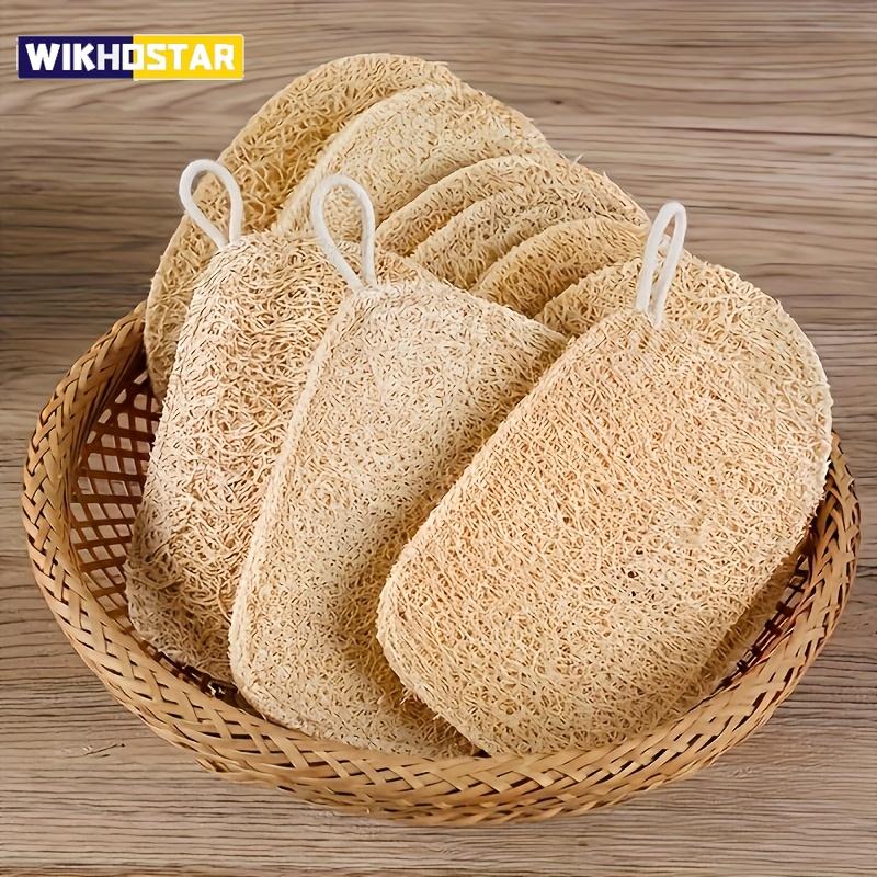 

6pcs Natural Loofah Exfoliating Sponges - Gentle Body Scrubber for Shower & Bath, Bamboo Fiber Cleaning Pads 6pcs