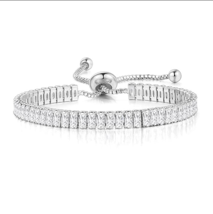 Black Iced Out Crystal Tennis Bracelets For Men Women Rectangle Zirconia Adjustable Chain on Hand Hip Hop Hippie Jewelry DZH051