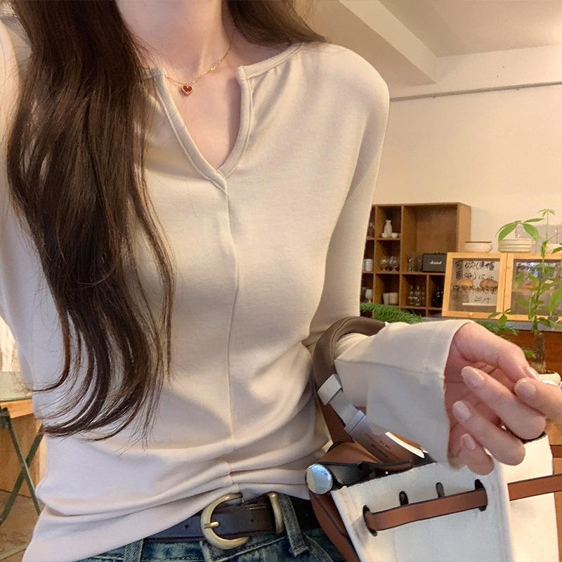Spring new simple fashion collar long-sleeved lapel bottoming shirt women's slightly fat and thin waist shirt