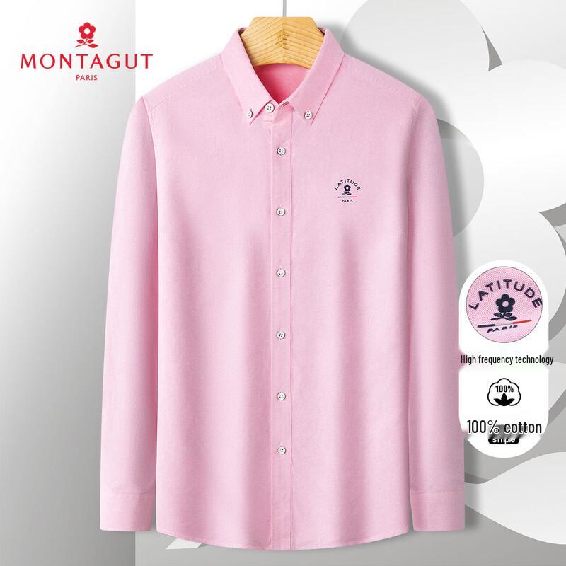 

MONTAGUT Men s 100% Cotton Oxford Easy-Care Long Sleeve Shirt 52