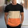 2024 Summer New Fashion Splicing Printed Short-sleeved T-shirt Men's Round Neck Loose Breathable Tops Sports Fitness T-shirt