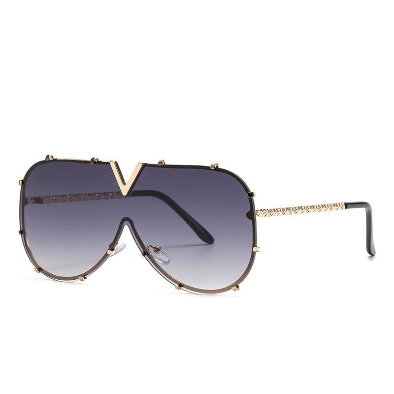 Luxury Brand Designer Oversized Pilot Sunglasses Women Men Fashion Metal Bead Temple Sun Glasses For Female Eyewear Uv400 Shades