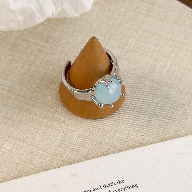 925 Silver Rings for Women Couple Minimalist Handmade Simple Blue Stone Star Ring Party Jewelry Gift Prevent Allergy