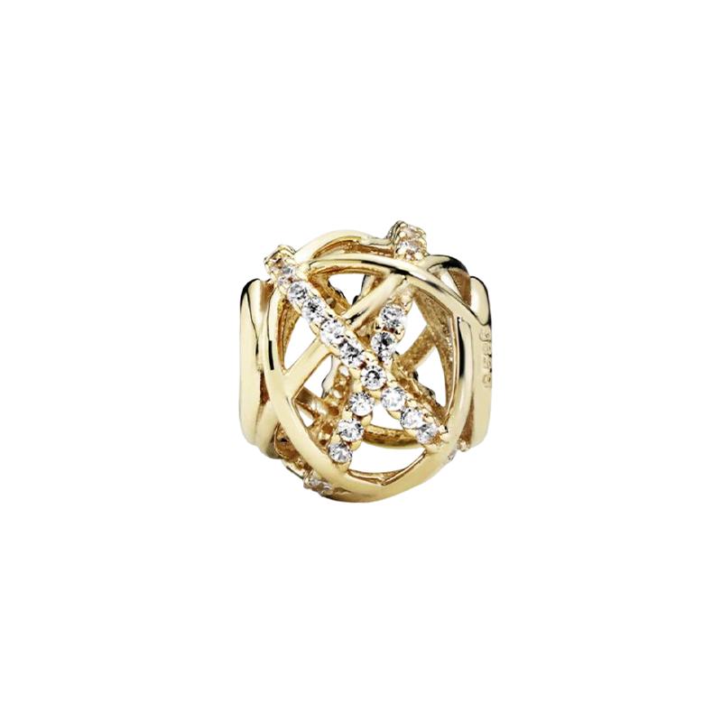 Pandora Hollow Galaxy Charm 14k Gold Synthetic Cubic Zirconia Jewelry Accessories Women's 750827CZ