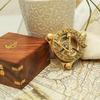 Brass Sundial Compass with Wooden Box Style Engraved  Nautical Compass for Him, Explorer, or Retirement Gift